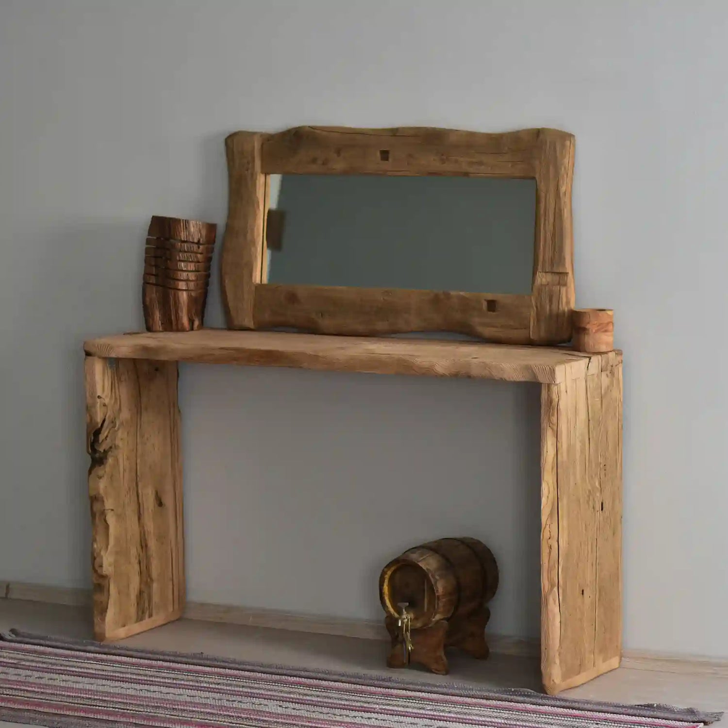 Rustic Entryway Wooden Console Table - Live Edge Wood Dresser