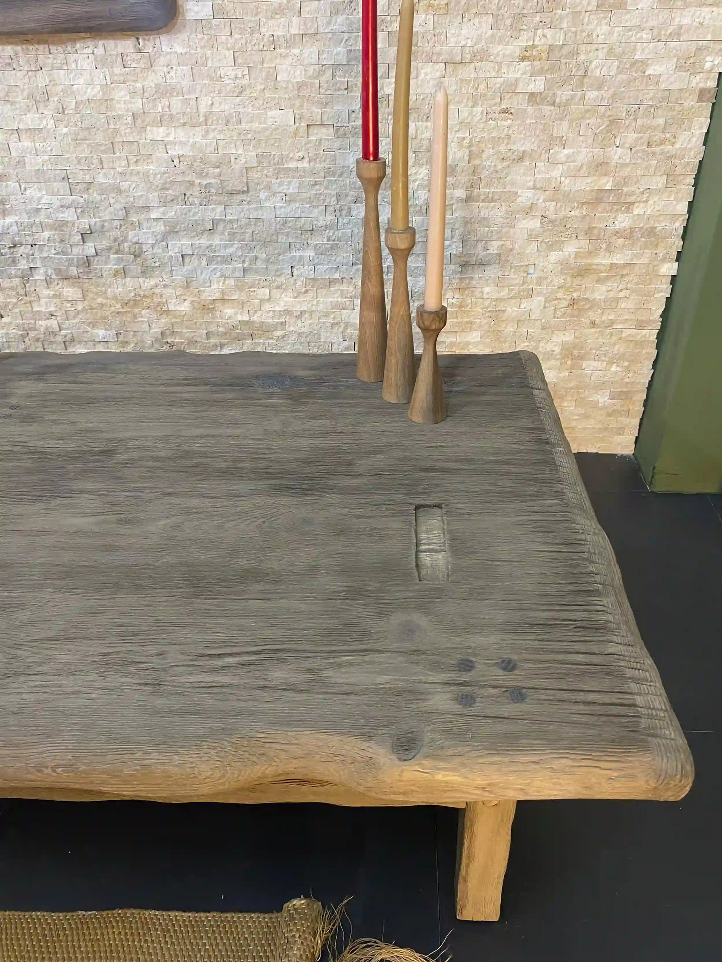 Rustic Coffee Table - Live edge solid brown top unique wooden