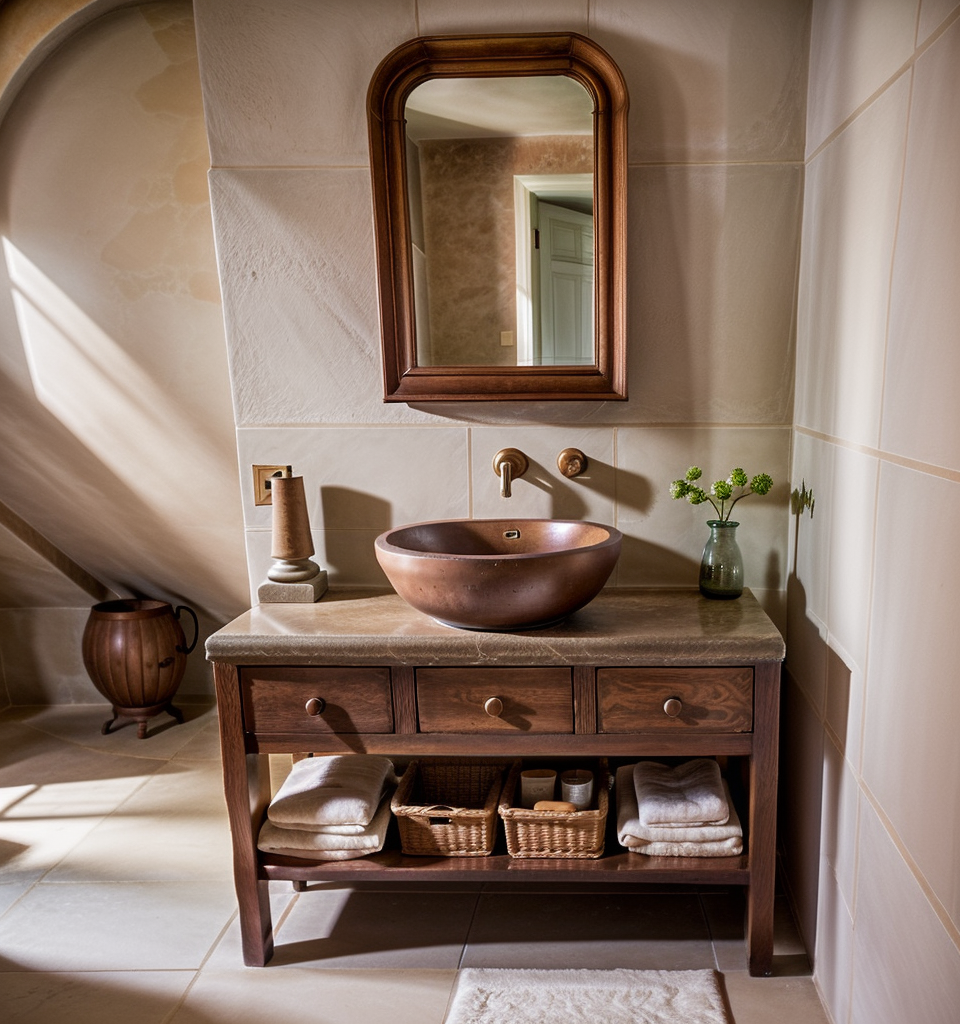 Rustic Bathroom Single or Double Sinks Vanity - Narrow Live Edge Wood