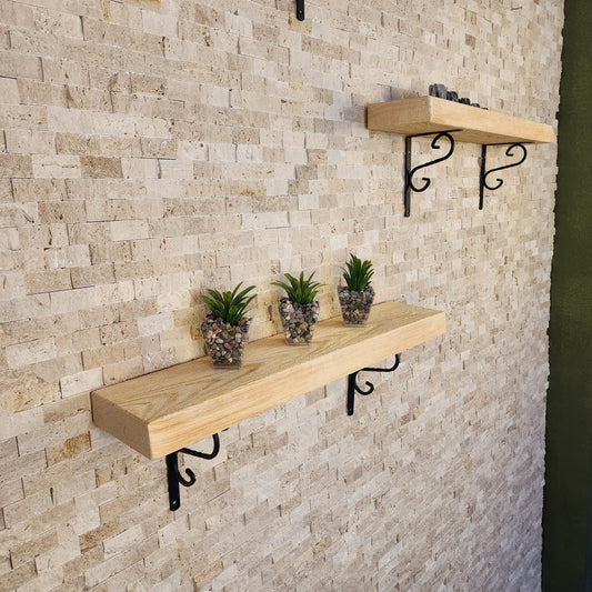 Farmhouse Floating Shelf with  Metal Brackets - Custom Size Shelves