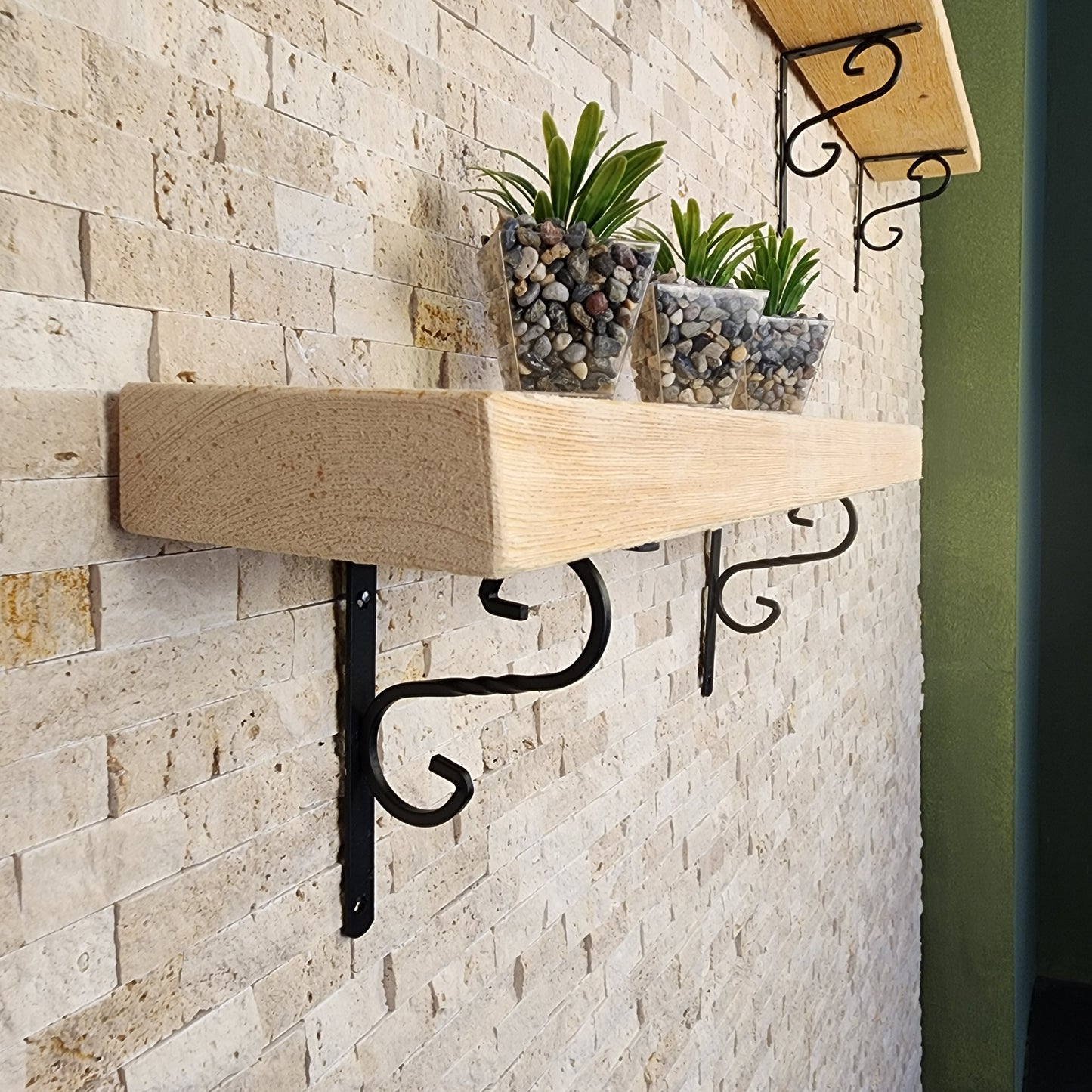 Farmhouse Floating Shelf with  Metal Brackets - Custom Size Shelves