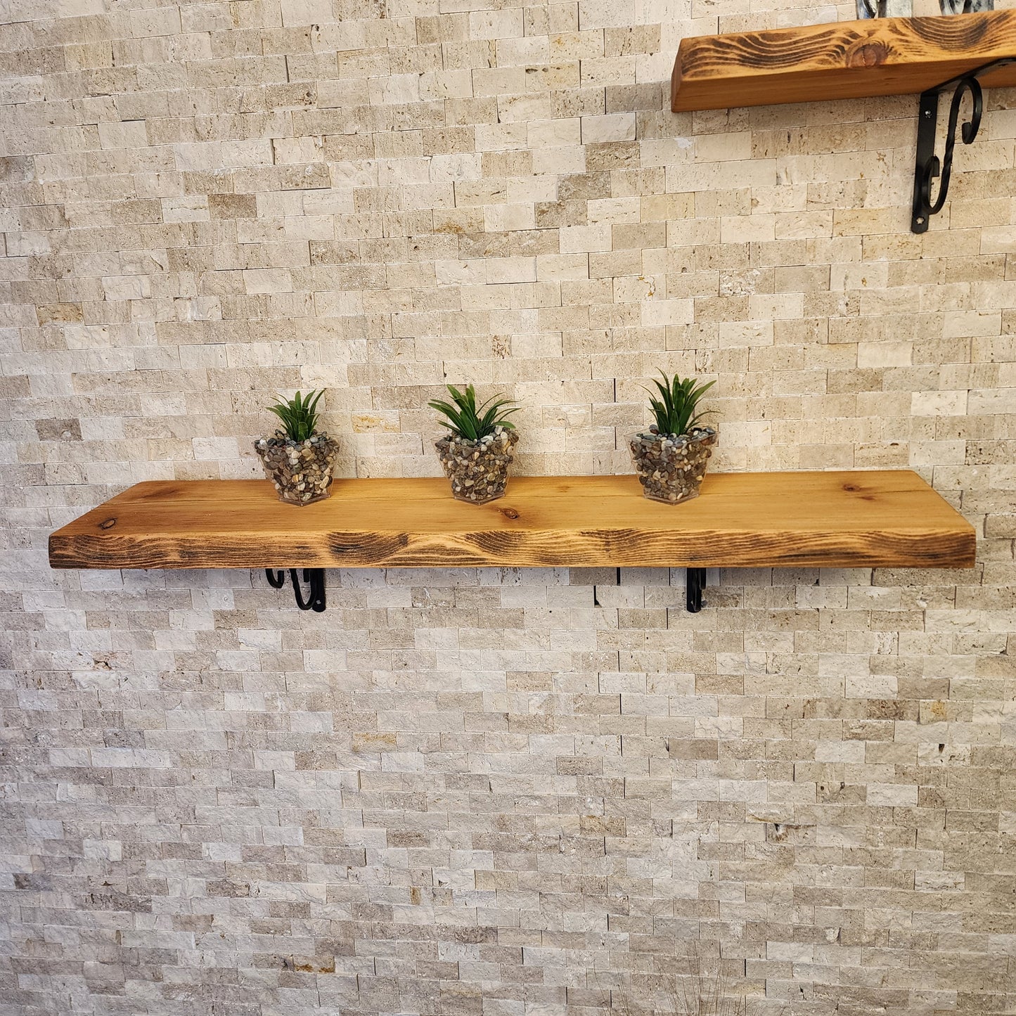 Farmhouse Floating Shelf with  Metal Brackets - Custom Size Shelves