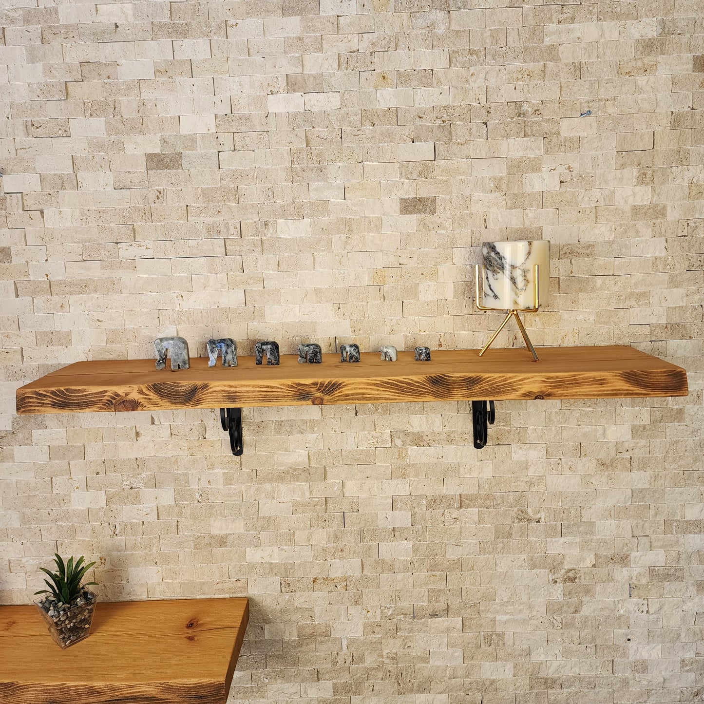 Farmhouse Floating Shelf with  Metal Brackets - Custom Size Shelves