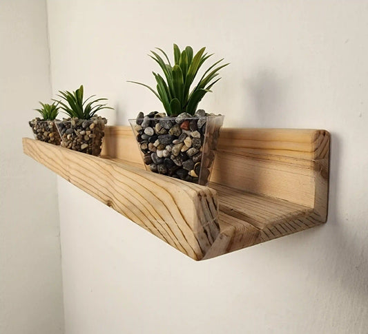 Picture Ledge Shelf, Farmhouse Floating Shelf with  Metal Brackets - Custom Size Shelves