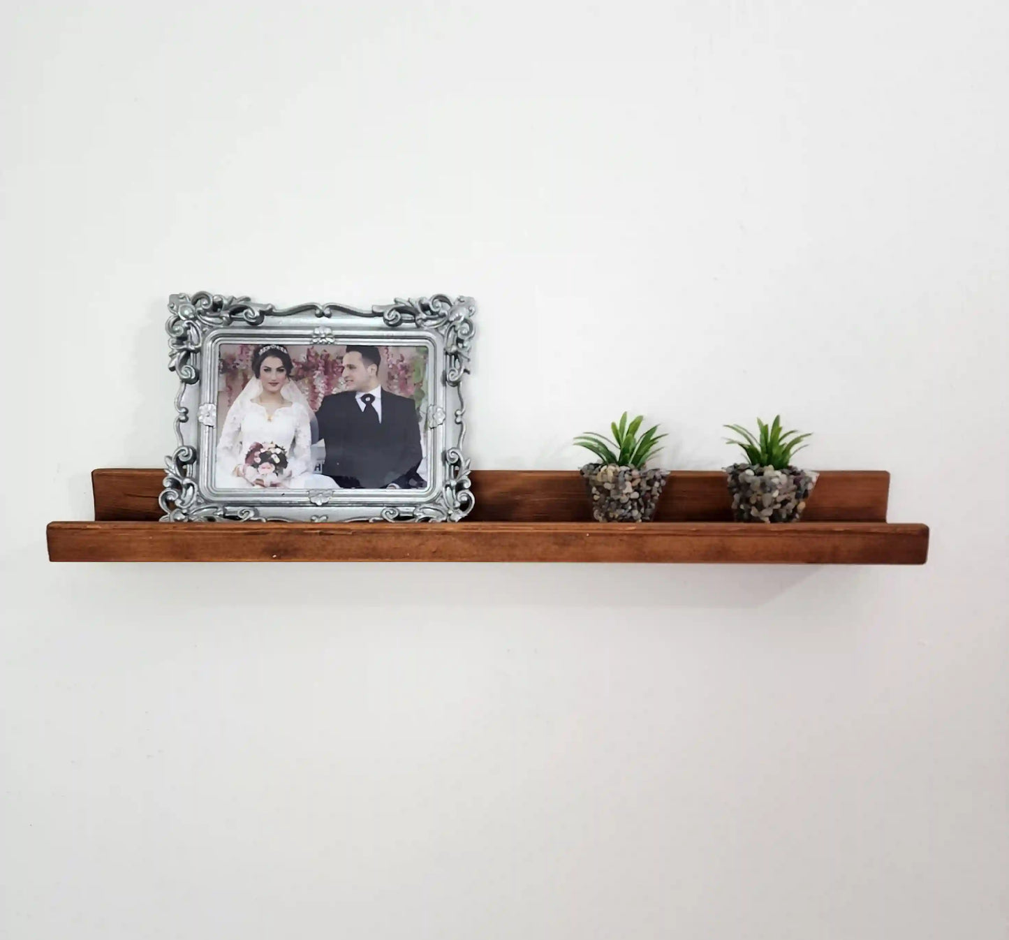 Picture Ledge Shelf, Farmhouse Floating Shelf with  Metal Brackets - Custom Size Shelves