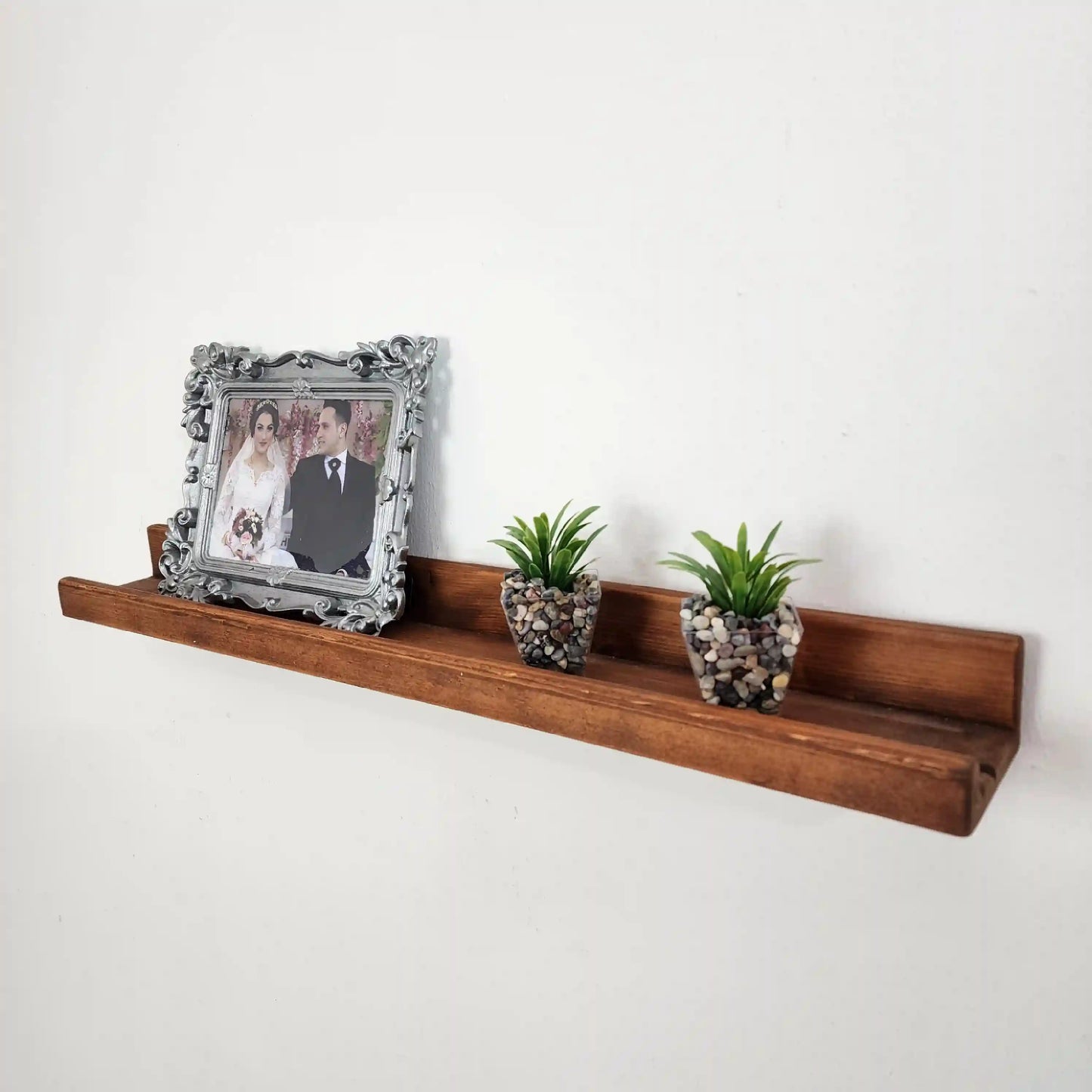 Picture Ledge Shelf, Farmhouse Floating Shelf with  Metal Brackets - Custom Size Shelves