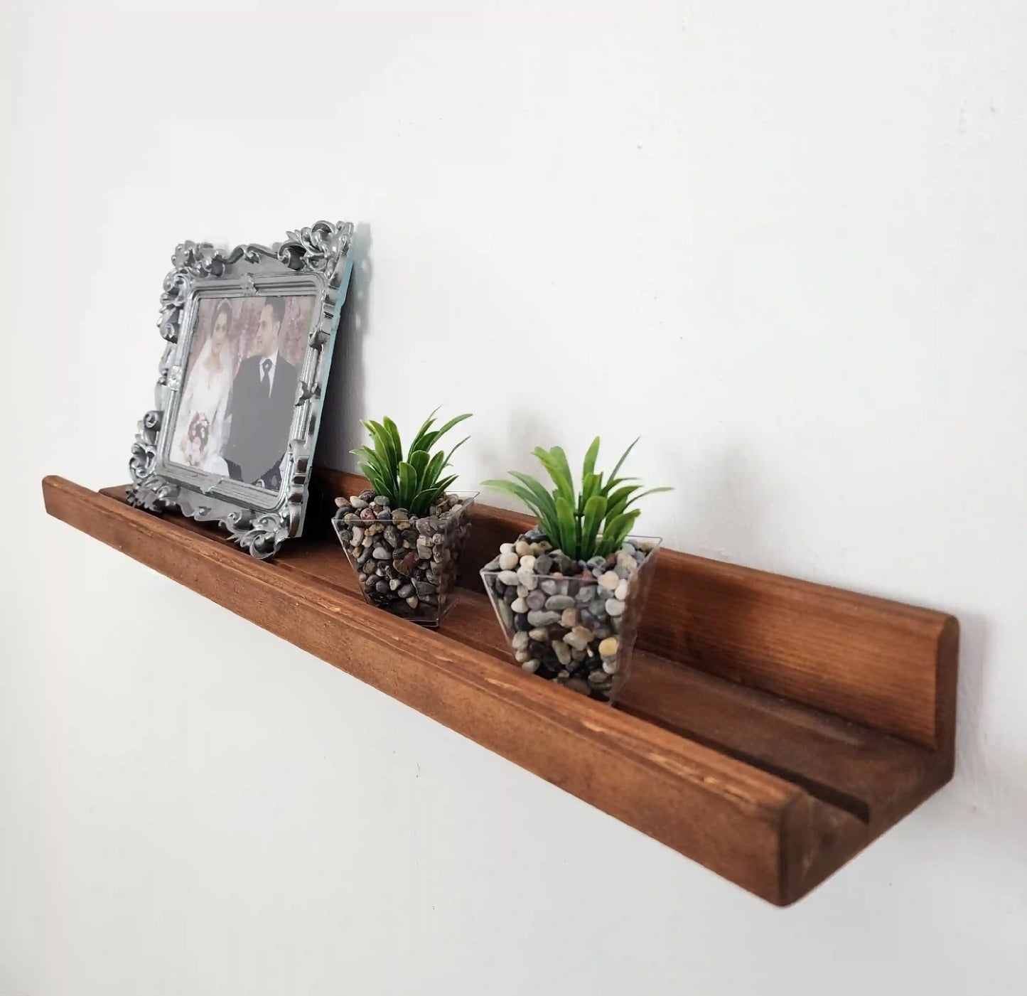 Picture Ledge Shelf, Farmhouse Floating Shelf with  Metal Brackets - Custom Size Shelves