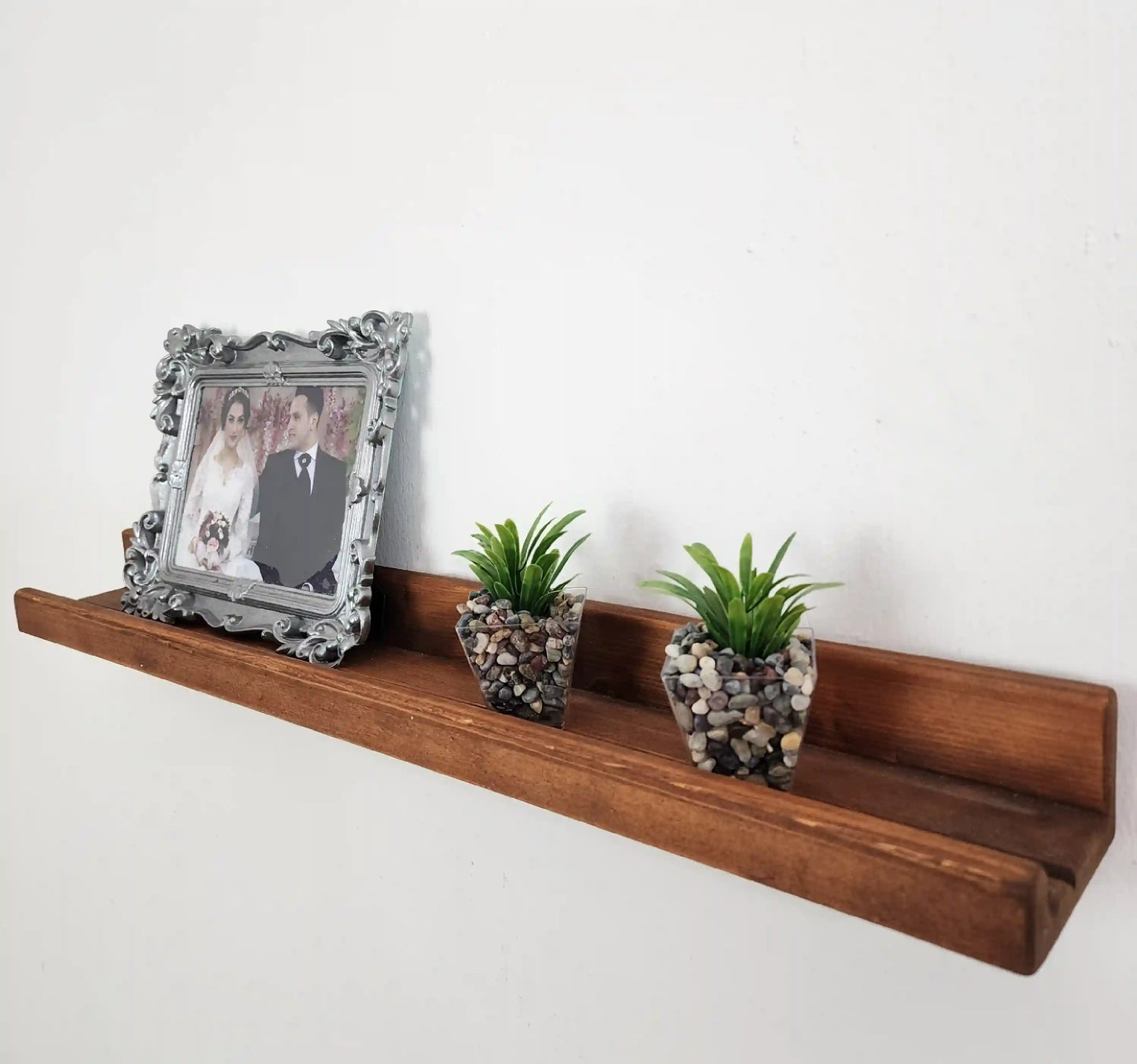 Picture Ledge Shelf, Farmhouse Floating Shelf with  Metal Brackets - Custom Size Shelves