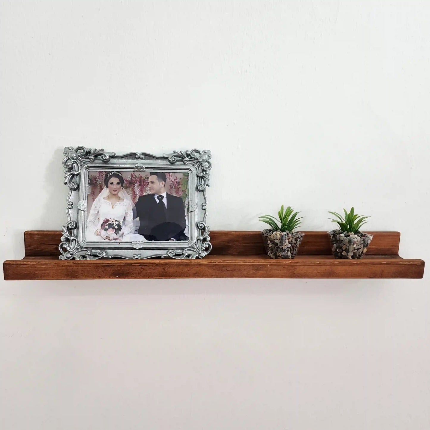 Picture Ledge Shelf, Farmhouse Floating Shelf with  Metal Brackets - Custom Size Shelves