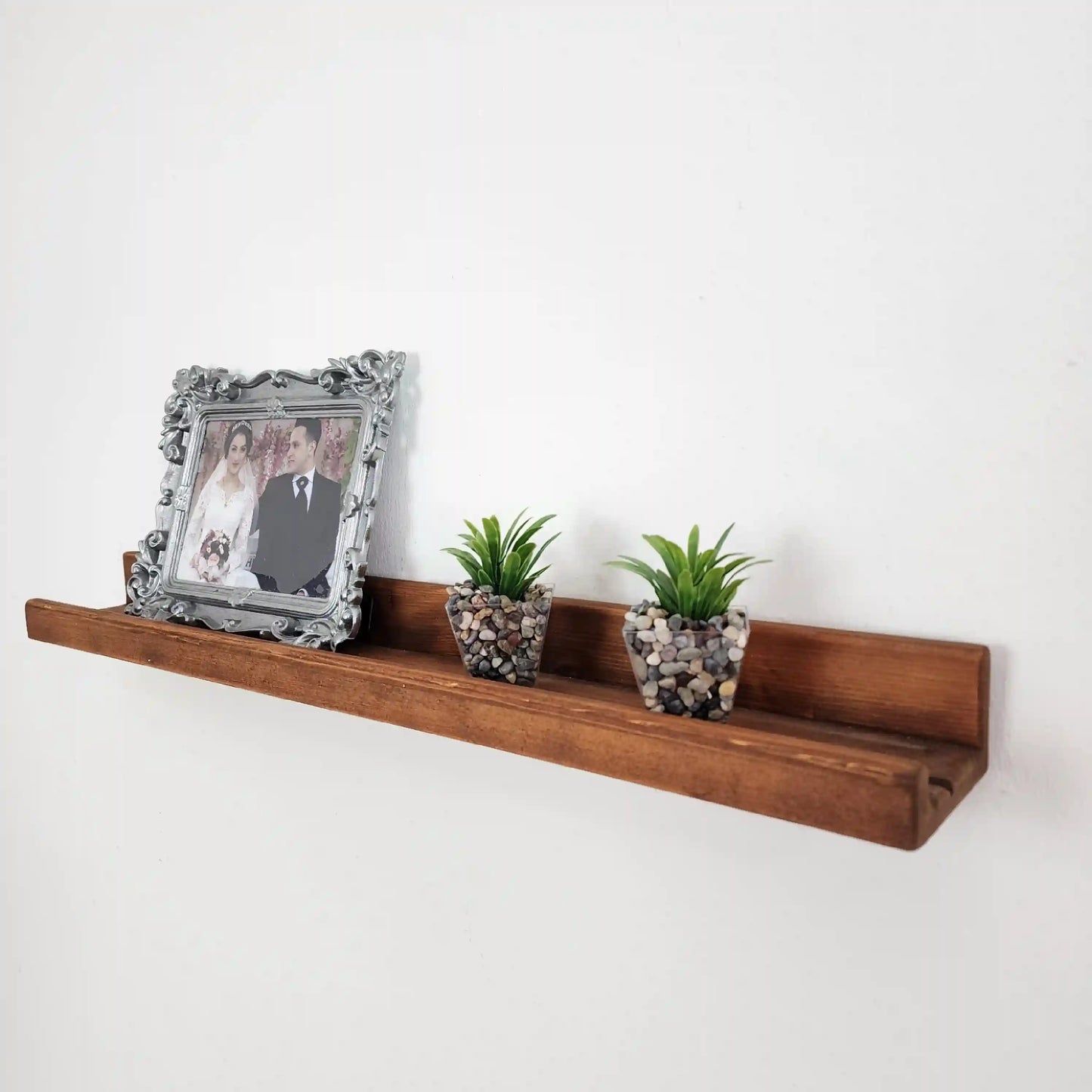 Picture Ledge Shelf, Farmhouse Floating Shelf with  Metal Brackets - Custom Size Shelves