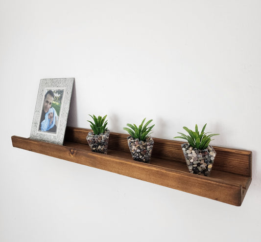 Picture Ledge Shelf, Farmhouse Floating Shelf with  Metal Brackets - Custom Size Shelves