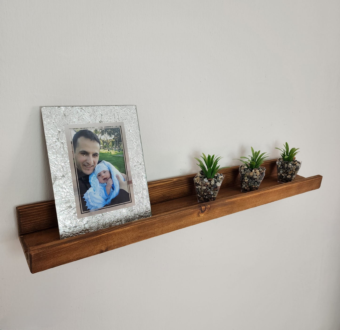 Picture Ledge Shelf, Farmhouse Floating Shelf with  Metal Brackets - Custom Size Shelves