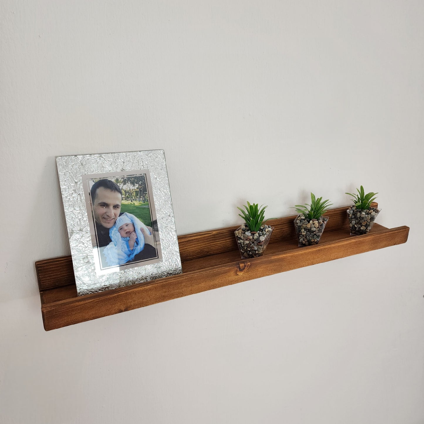 Picture Ledge Shelf, Farmhouse Floating Shelf with  Metal Brackets - Custom Size Shelves