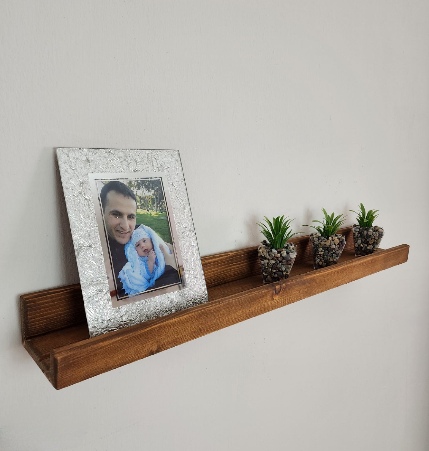 Picture Ledge Shelf, Farmhouse Floating Shelf with  Metal Brackets - Custom Size Shelves