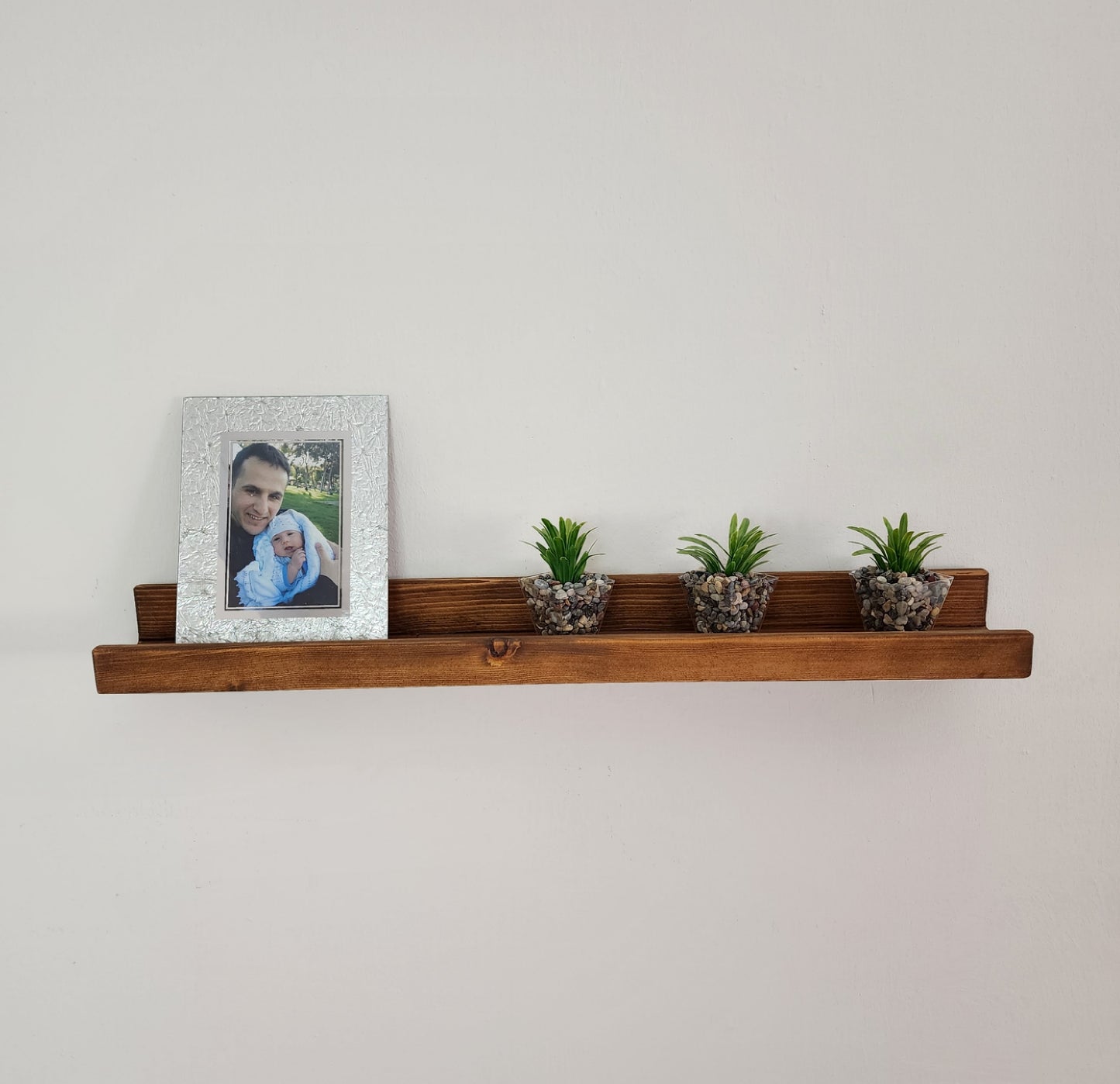 Picture Ledge Shelf, Farmhouse Floating Shelf with  Metal Brackets - Custom Size Shelves