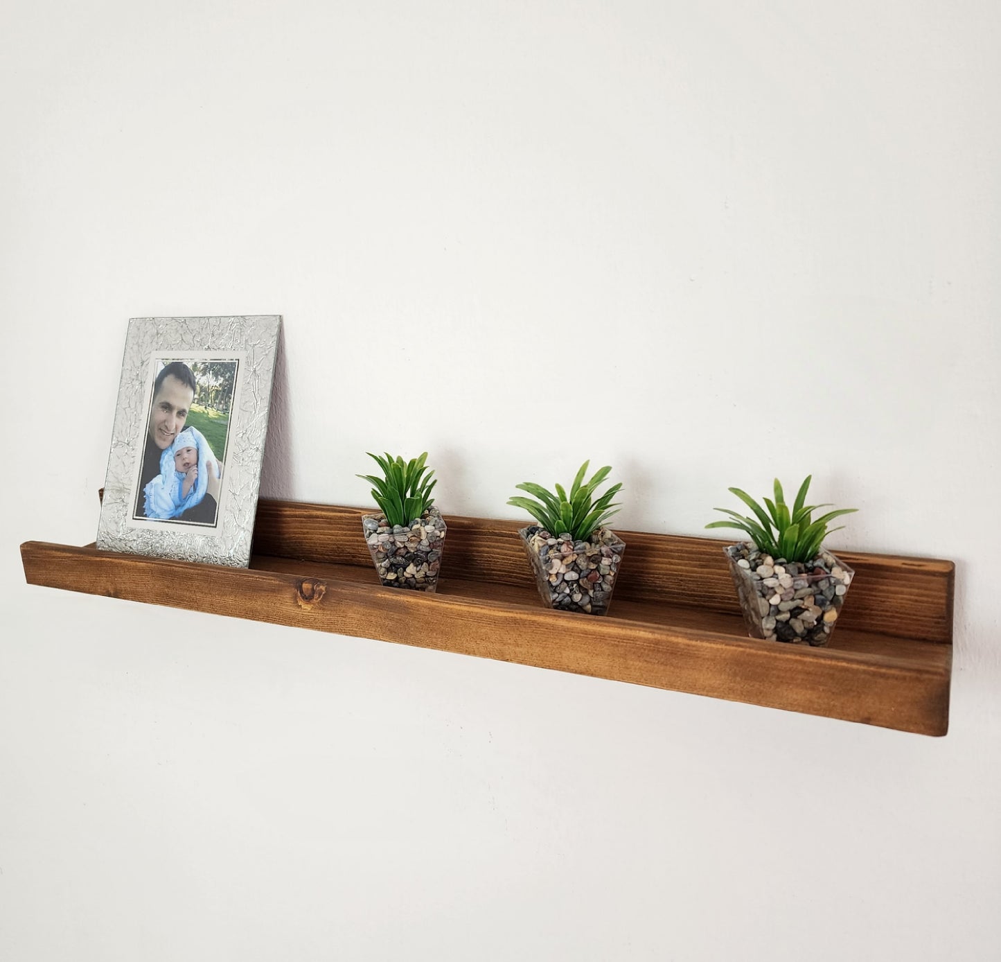 Picture Ledge Shelf, Farmhouse Floating Shelf with  Metal Brackets - Custom Size Shelves