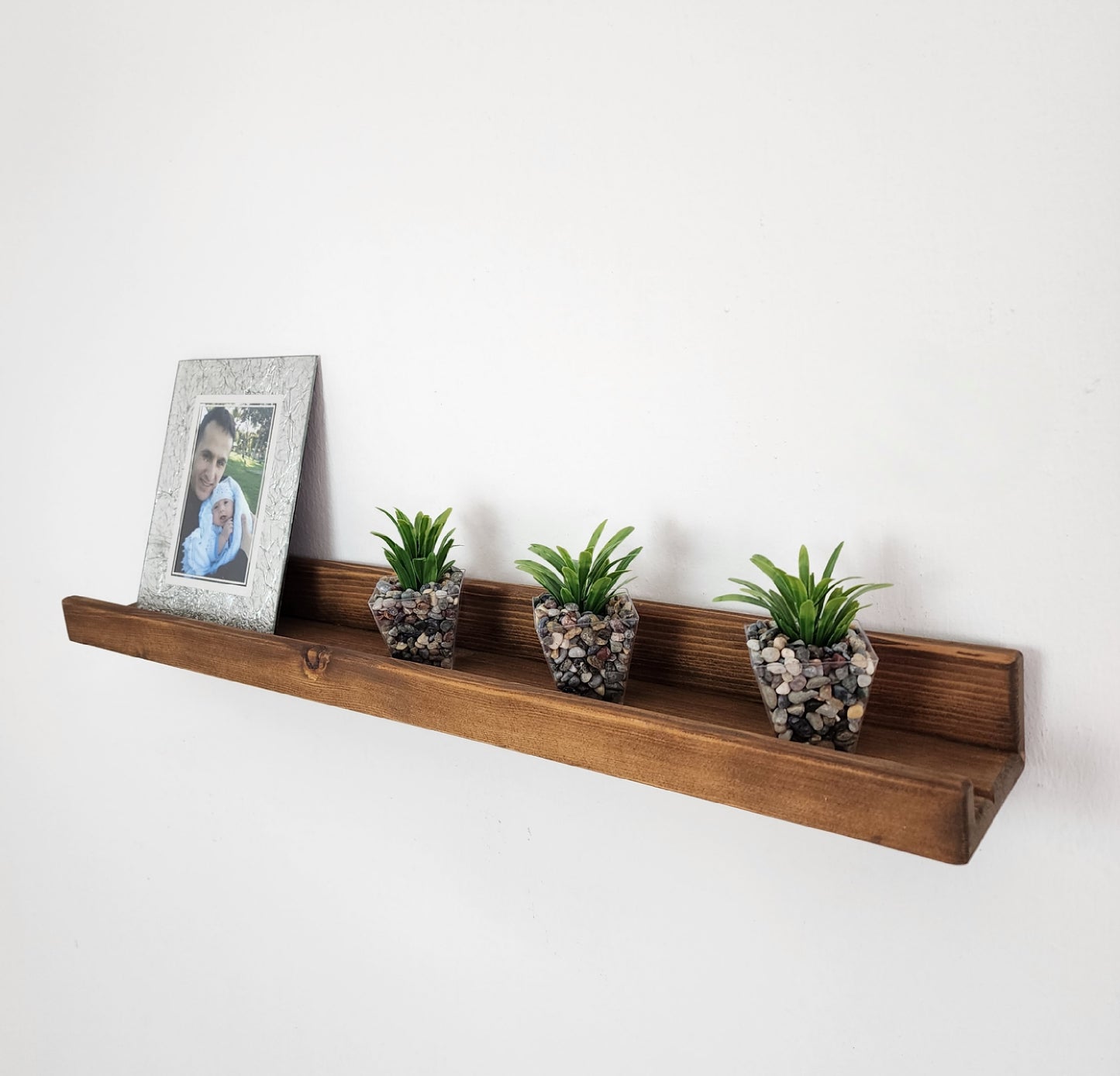 Picture Ledge Shelf, Farmhouse Floating Shelf with  Metal Brackets - Custom Size Shelves