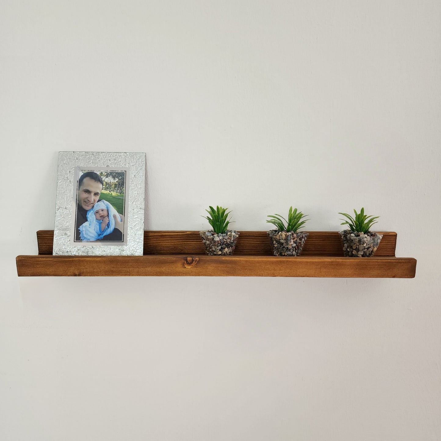 Picture Ledge Shelf, Farmhouse Floating Shelf with  Metal Brackets - Custom Size Shelves