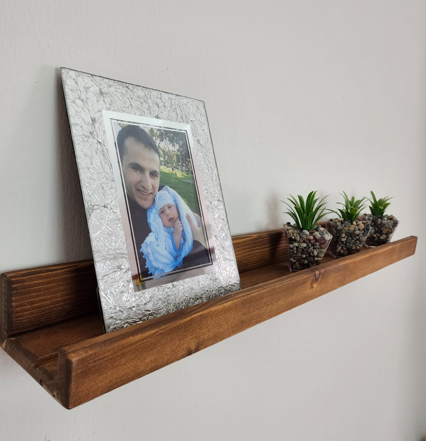 Picture Ledge Shelf, Farmhouse Floating Shelf with  Metal Brackets - Custom Size Shelves