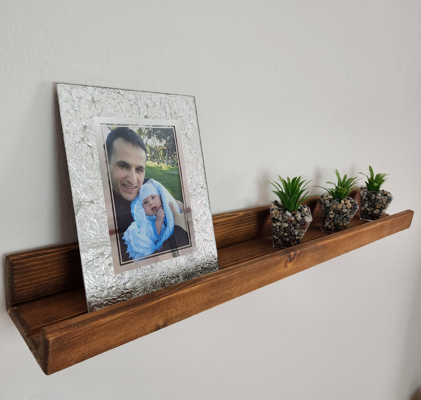 Picture Ledge Shelf, Farmhouse Floating Shelf with  Metal Brackets - Custom Size Shelves