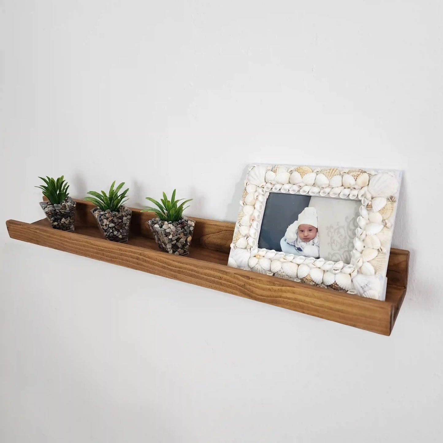 Picture Ledge Shelf, Farmhouse Floating Shelf with  Metal Brackets - Custom Size Shelves