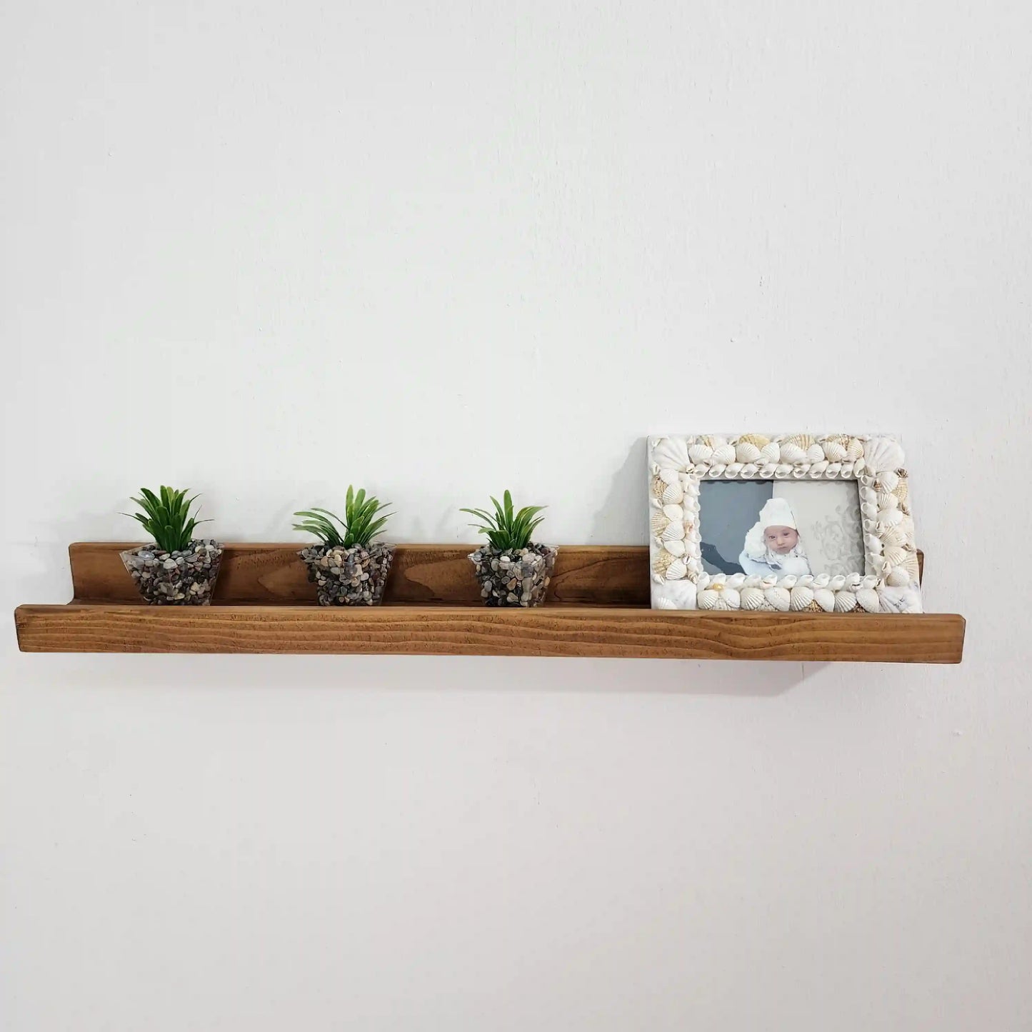 Picture Ledge Shelf, Farmhouse Floating Shelf with  Metal Brackets - Custom Size Shelves