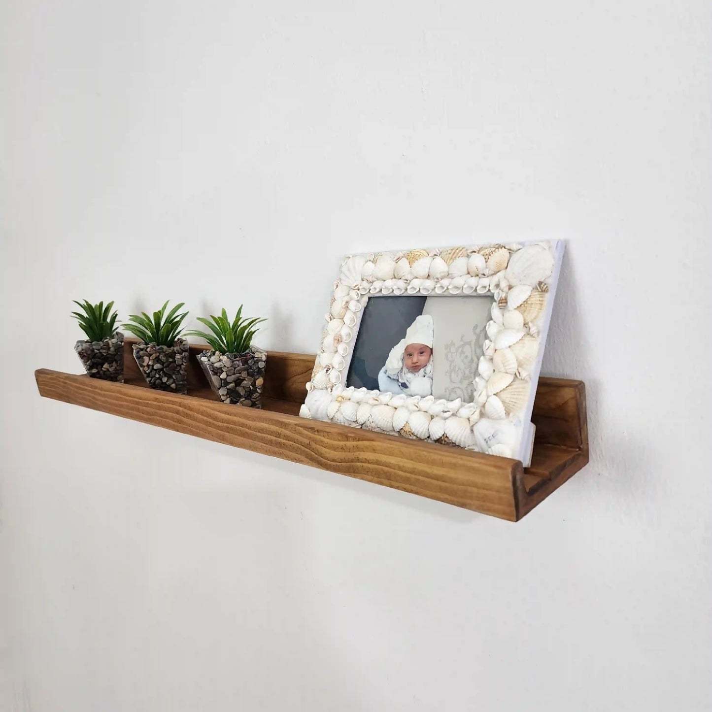 Picture Ledge Shelf, Farmhouse Floating Shelf with  Metal Brackets - Custom Size Shelves