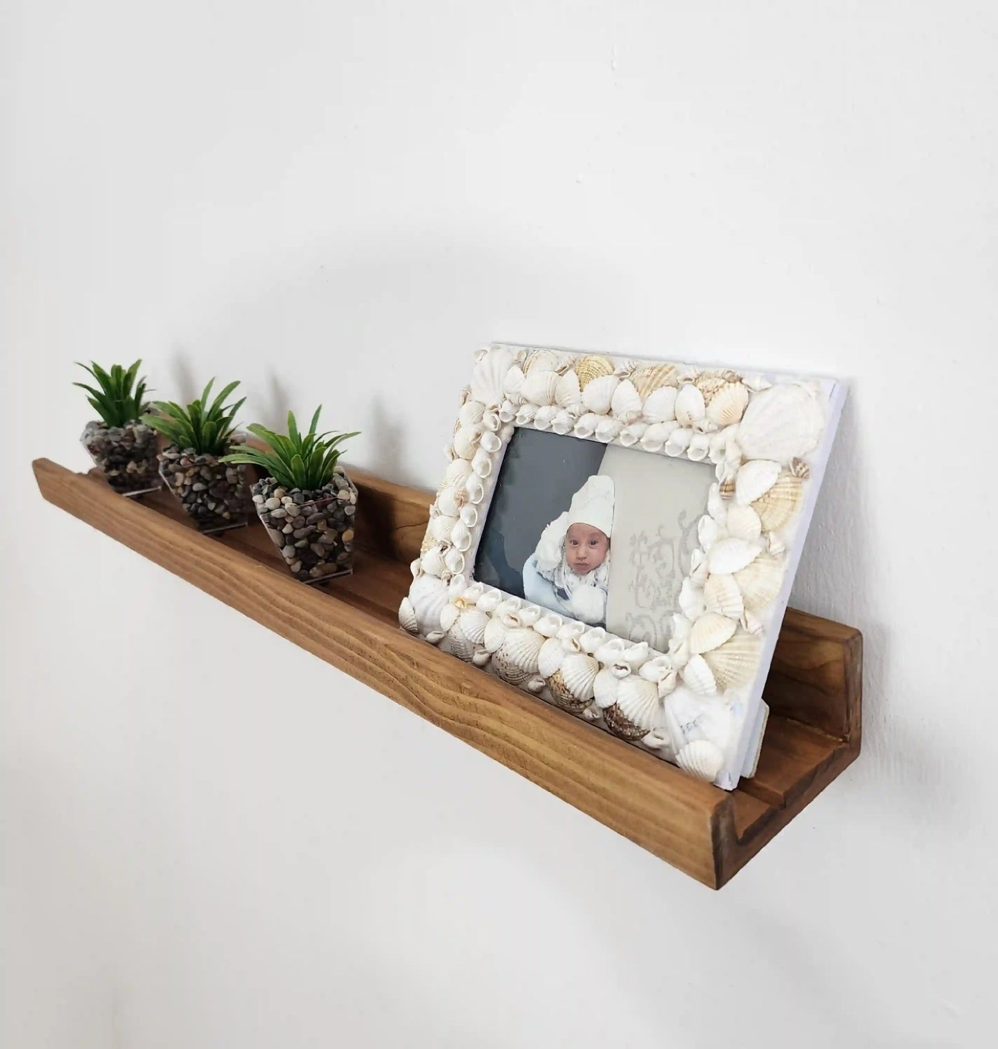 Picture Ledge Shelf, Farmhouse Floating Shelf with  Metal Brackets - Custom Size Shelves