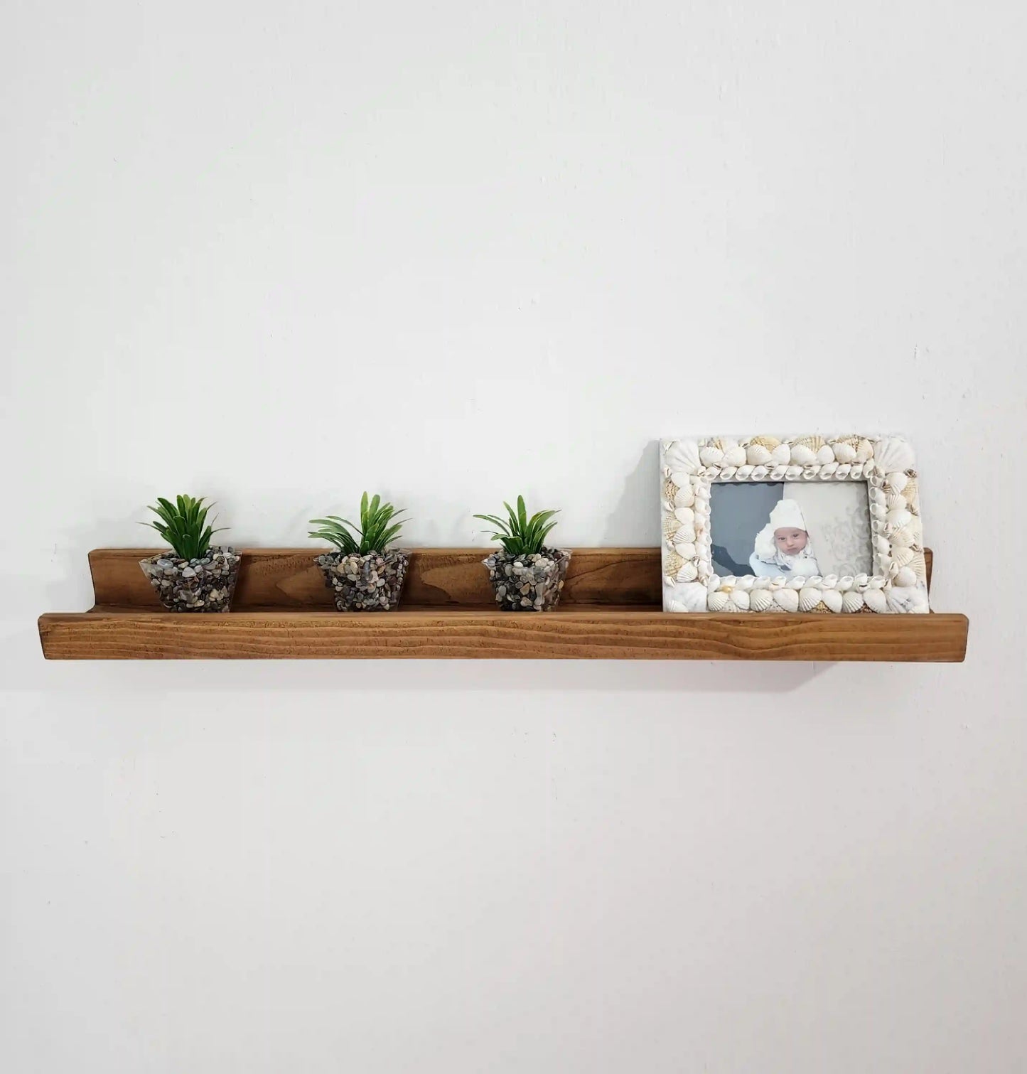 Picture Ledge Shelf, Farmhouse Floating Shelf with  Metal Brackets - Custom Size Shelves