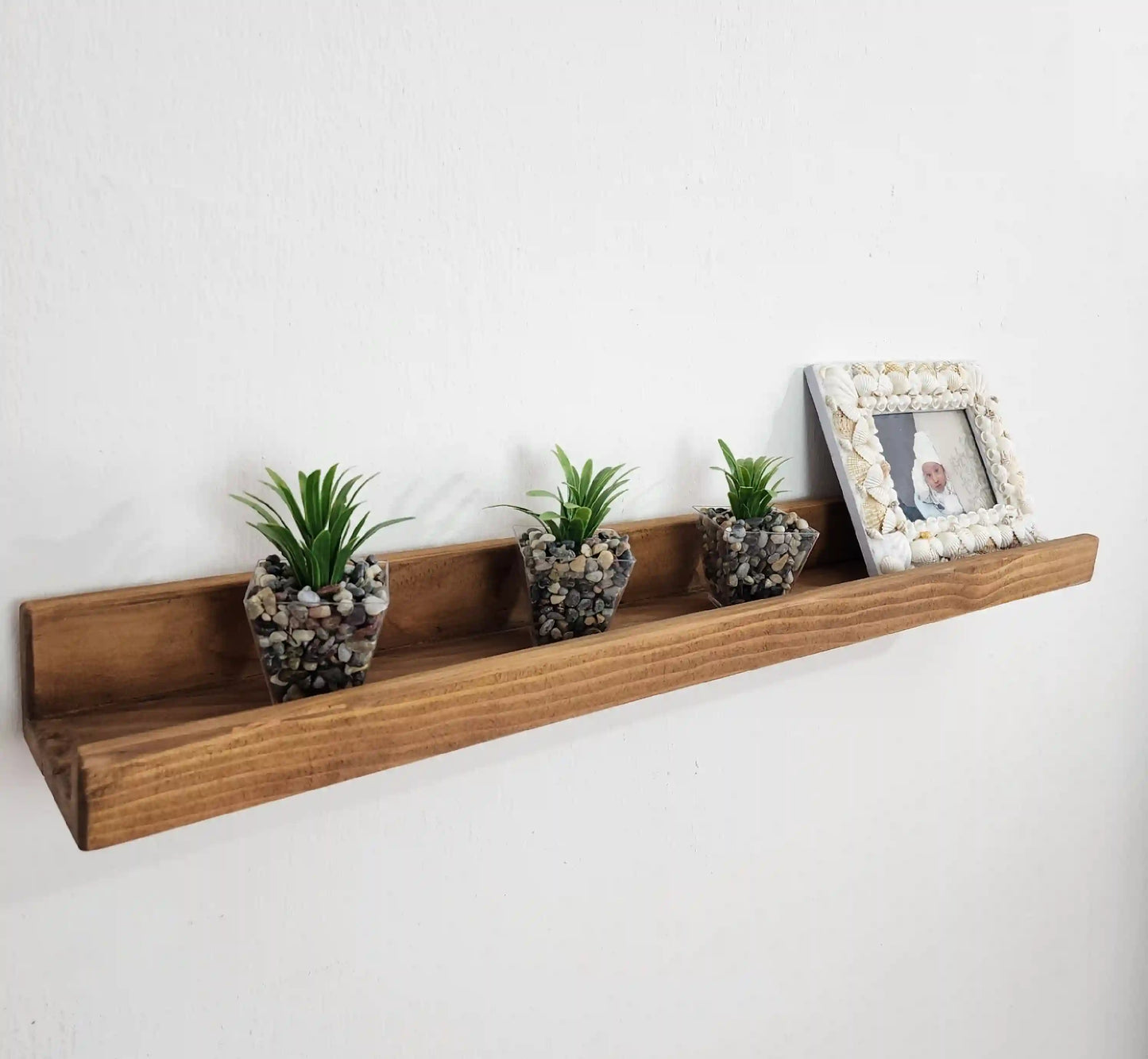 Picture Ledge Shelf, Farmhouse Floating Shelf with  Metal Brackets - Custom Size Shelves