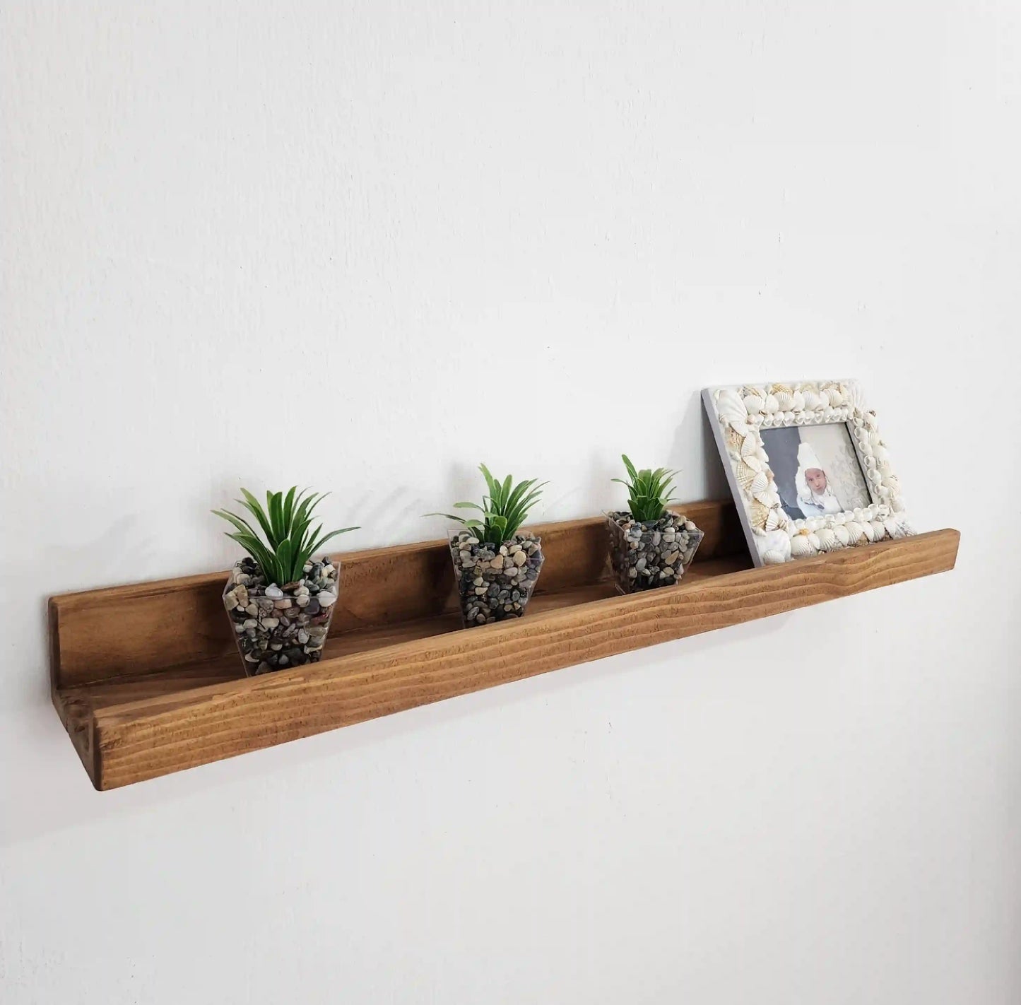 Picture Ledge Shelf, Farmhouse Floating Shelf with  Metal Brackets - Custom Size Shelves