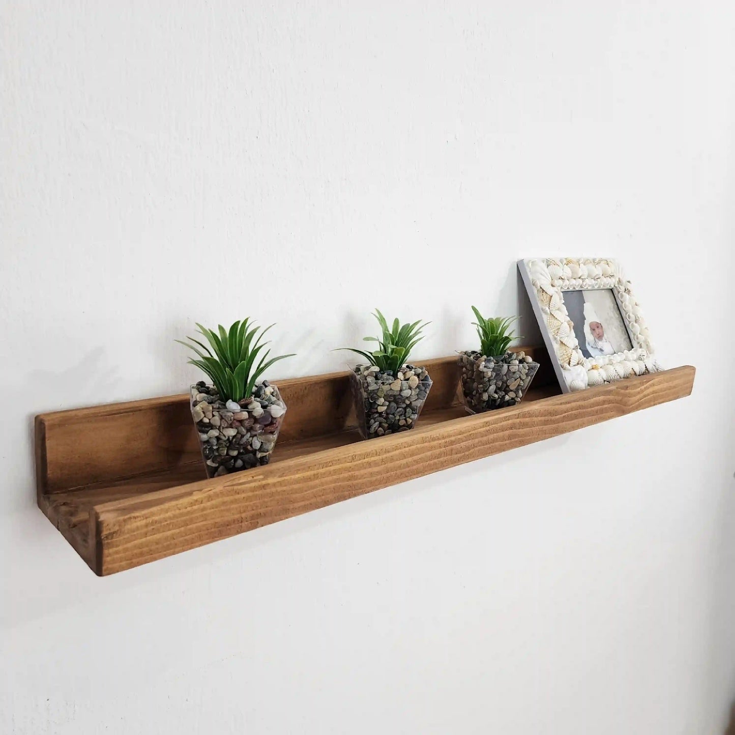 Picture Ledge Shelf, Farmhouse Floating Shelf with  Metal Brackets - Custom Size Shelves