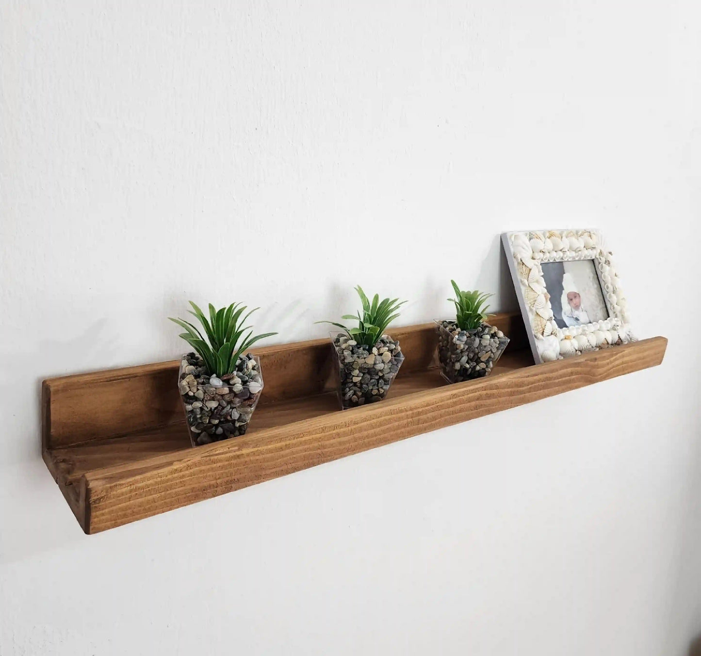 Picture Ledge Shelf, Farmhouse Floating Shelf with  Metal Brackets - Custom Size Shelves