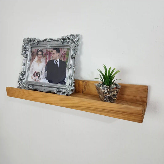 Picture Ledge Shelf, Farmhouse Floating Shelf with  Metal Brackets - Custom Size Shelves