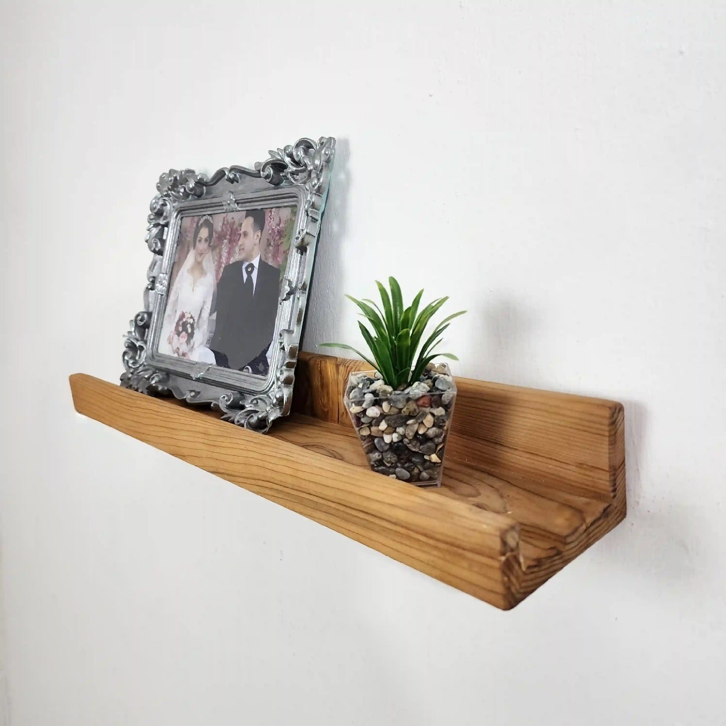 Picture Ledge Shelf, Farmhouse Floating Shelf with  Metal Brackets - Custom Size Shelves