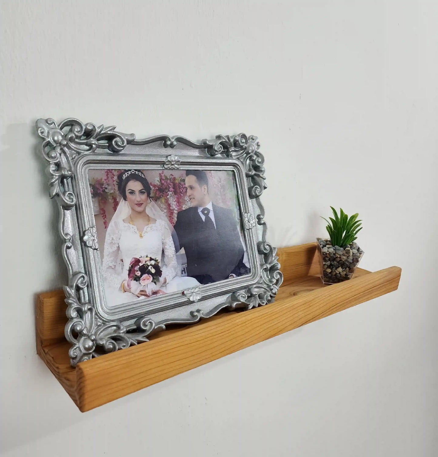 Picture Ledge Shelf, Farmhouse Floating Shelf with  Metal Brackets - Custom Size Shelves