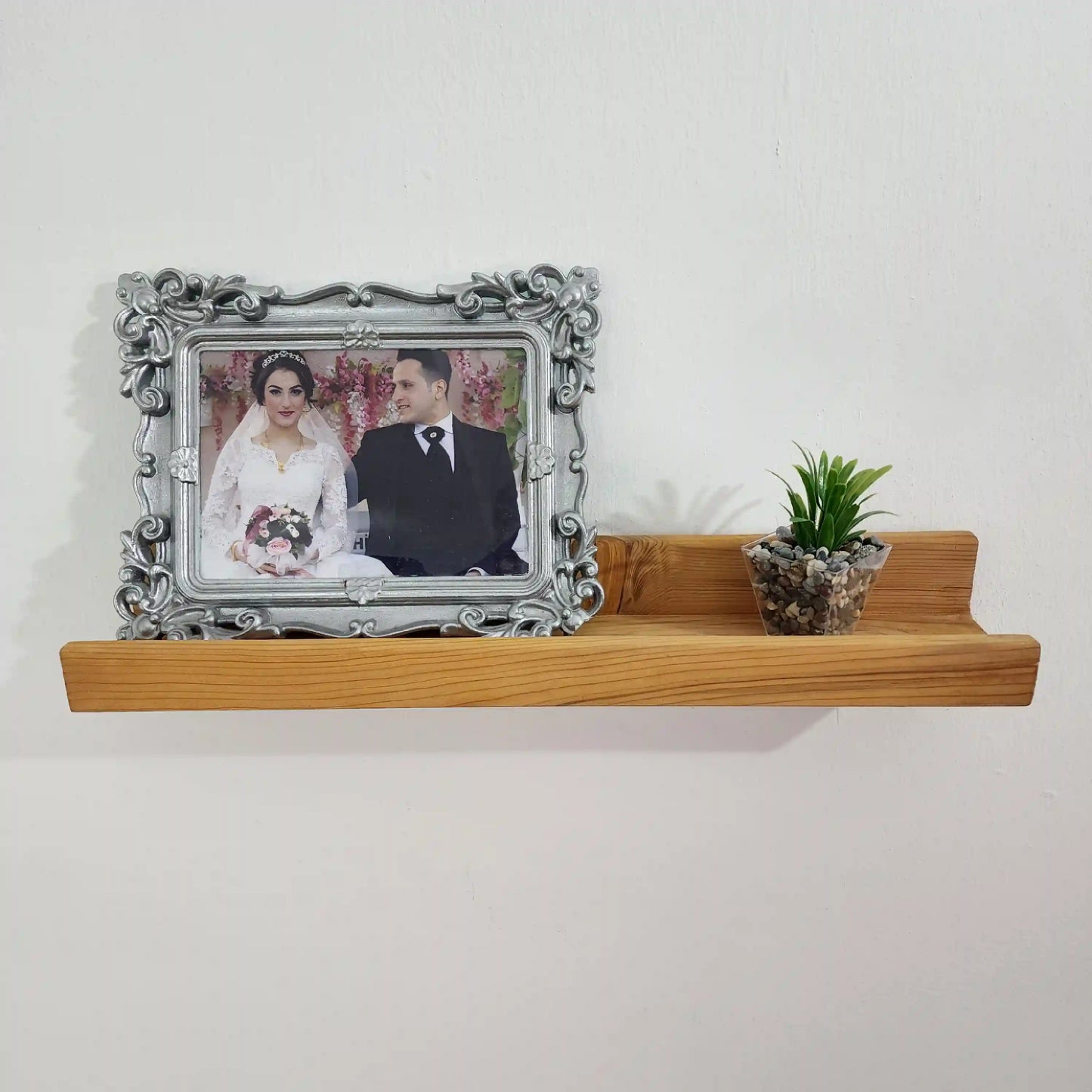 Picture Ledge Shelf, Farmhouse Floating Shelf with  Metal Brackets - Custom Size Shelves