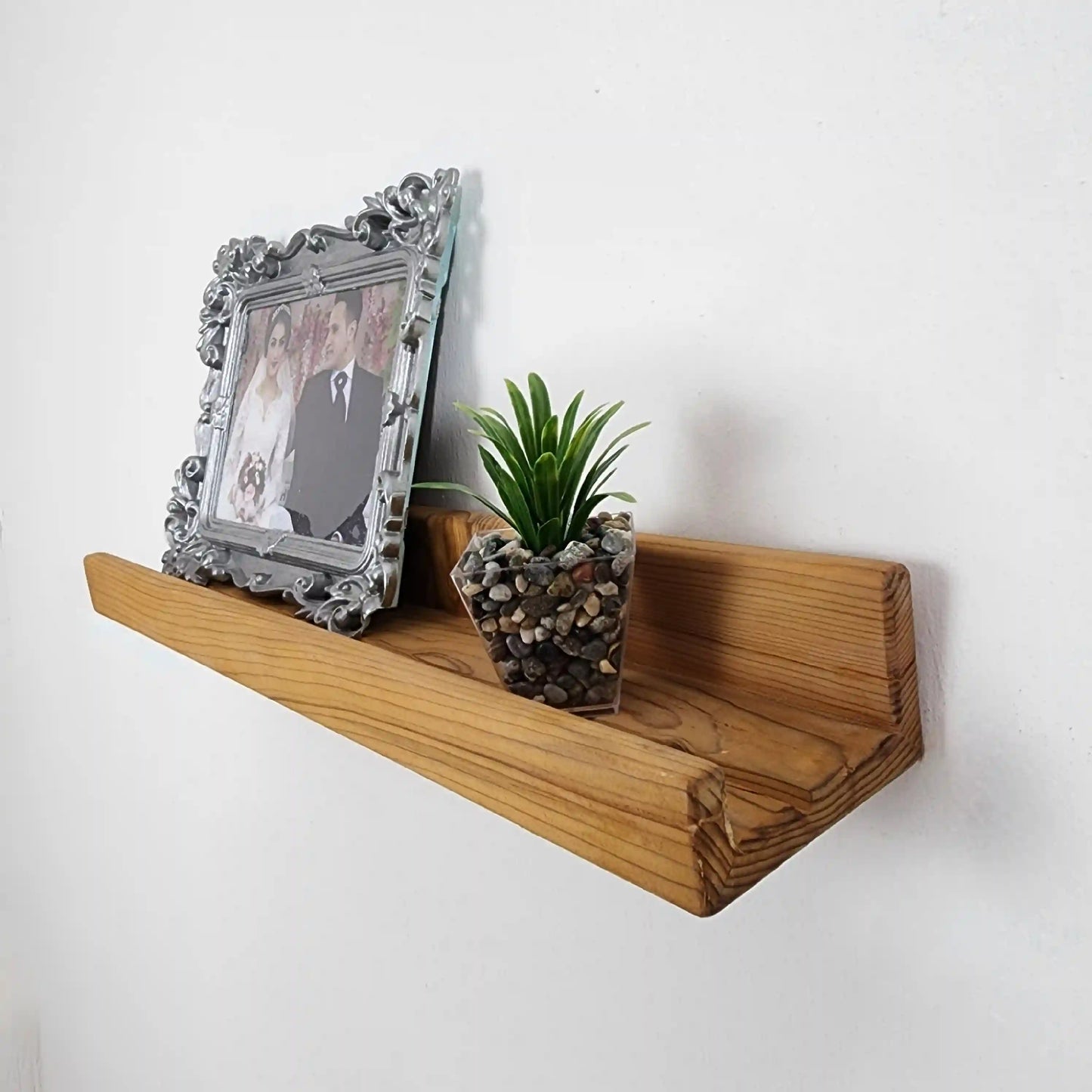 Picture Ledge Shelf, Farmhouse Floating Shelf with  Metal Brackets - Custom Size Shelves