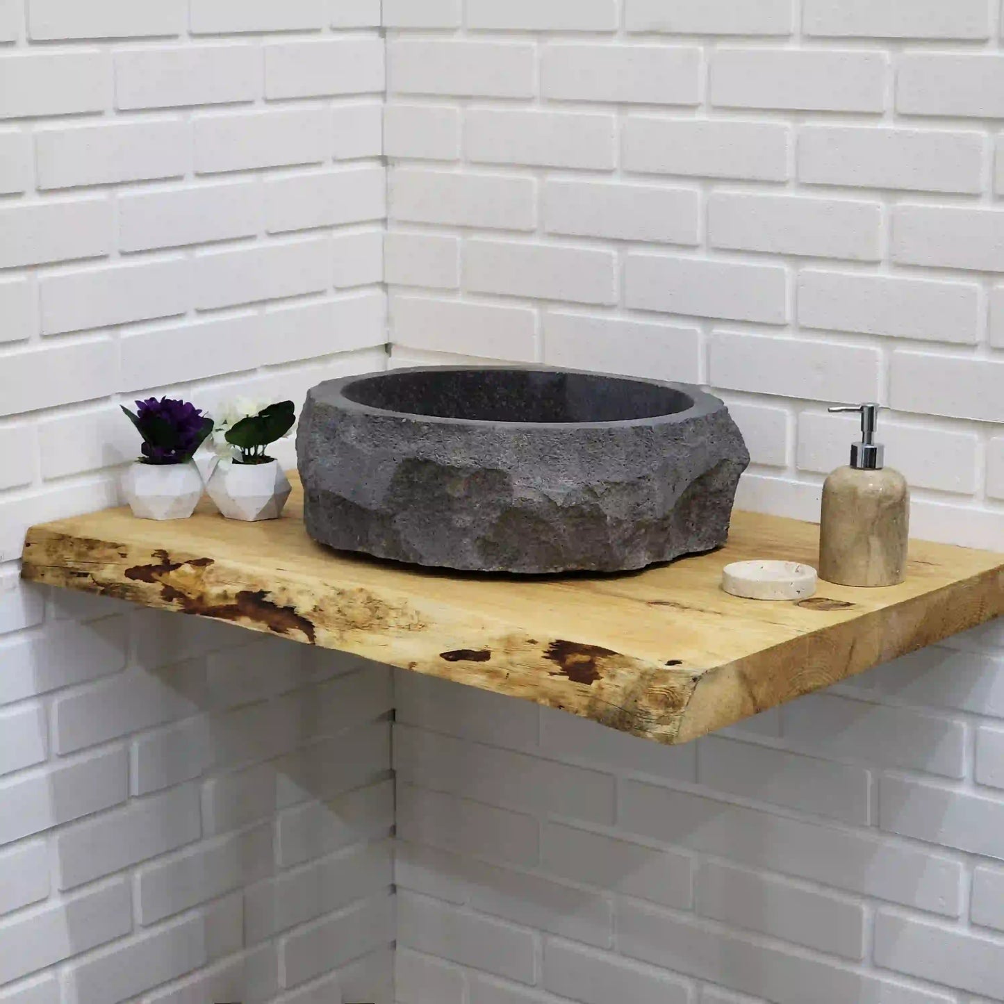 Rustic Bathroom Live Edge Vanities - Farmhouse Wood Slab Vanity