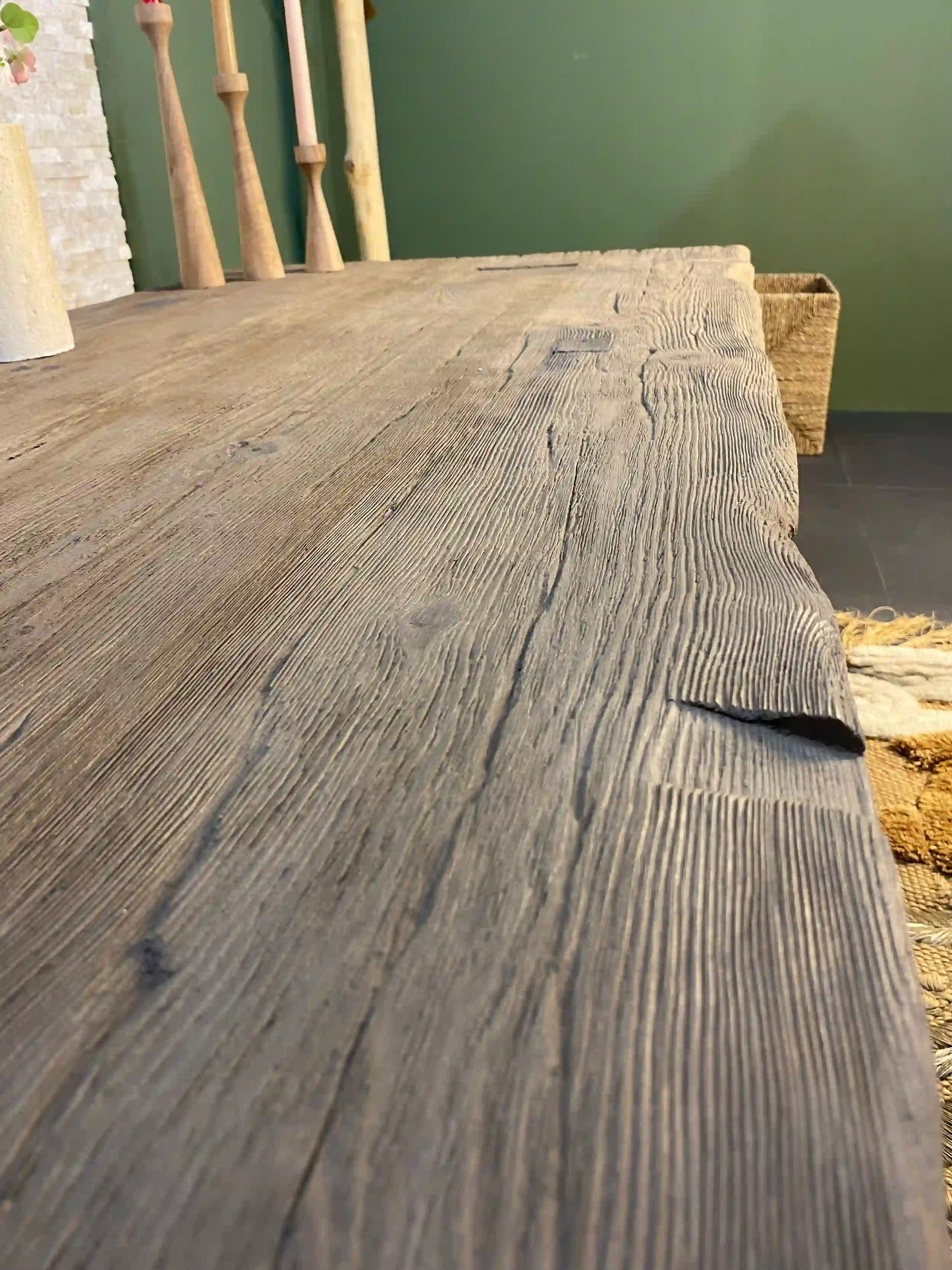 Rustic Coffee Table - Live edge solid brown top unique wooden