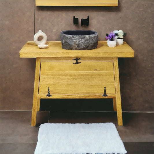 Rustic Bathroom Vanities - Custom Farmhouse Narrow Live Edge Wood