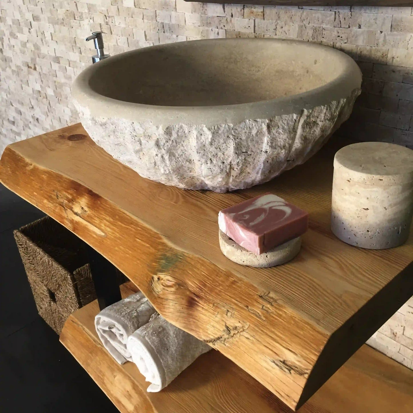 Rustic Bathroom Live Edge Vanities - Farmhouse Wood Slab Vanity