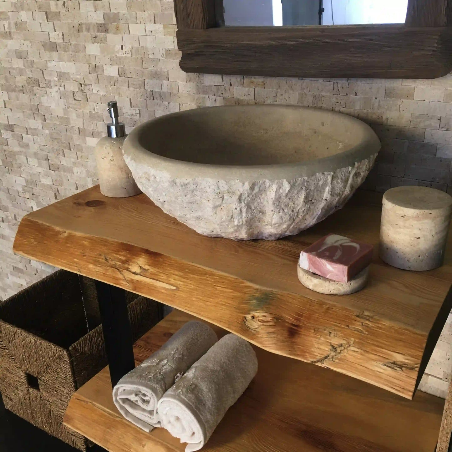 Rustic Bathroom Live Edge Vanities - Farmhouse Wood Slab Vanity