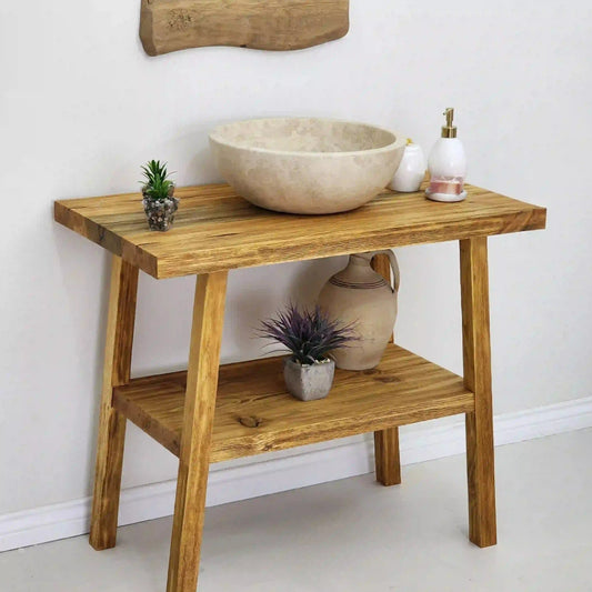 Rustic Bathroom Vanities - Farmhouse Narrow Live Edge Wood