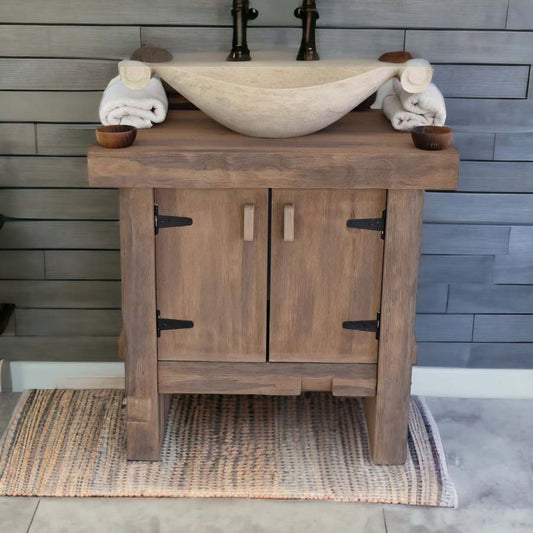 Rustic Bathroom Single or Double Sinks Vanity - Solid Live Edge Wood