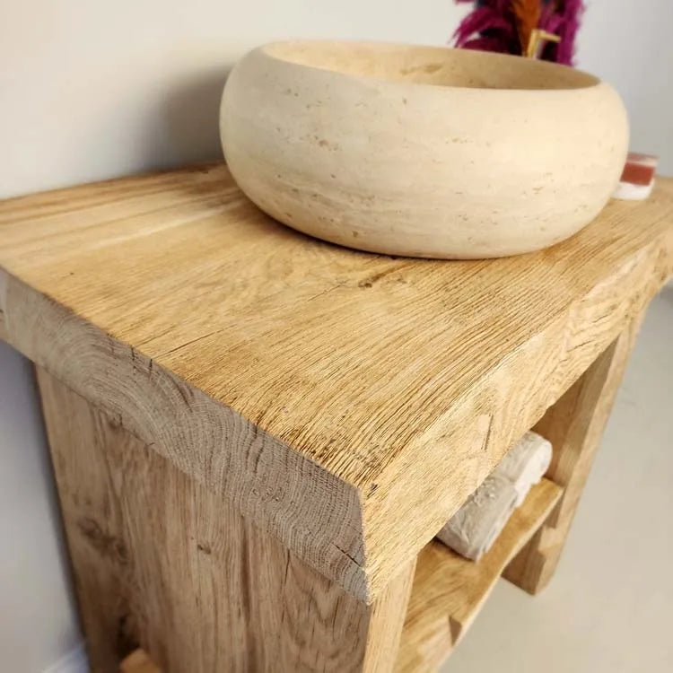 Rustic Bathroom Vanities - Oak Narrow Live Edge Wood Vanity