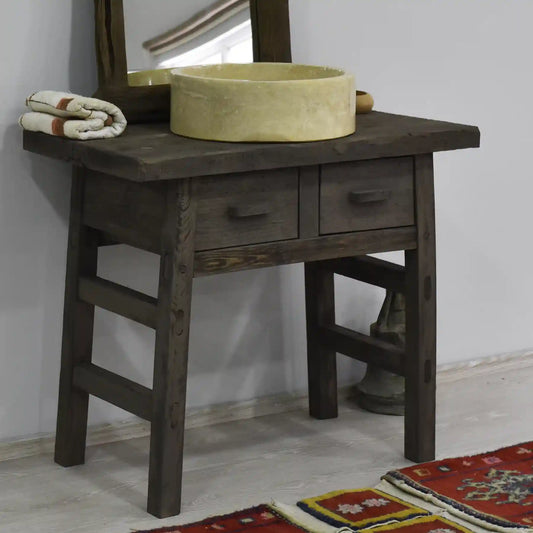 Rustic Bathroom Vanity Sink - Custom Farmhouse Narrow Live Edge Wood