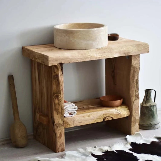 Rustic Bathroom Vanity - Farmhouse Narrow Live Edge Wood Vanities