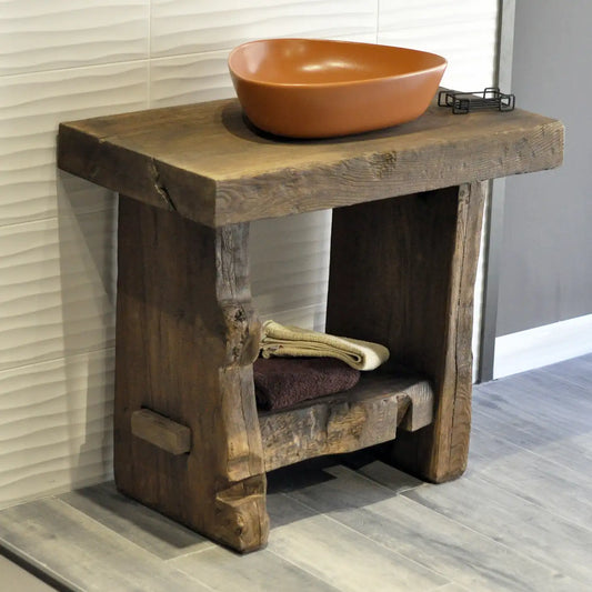 Rustic Bathroom Vanities - Farmhouse Solid Live Edge Wood Vanity