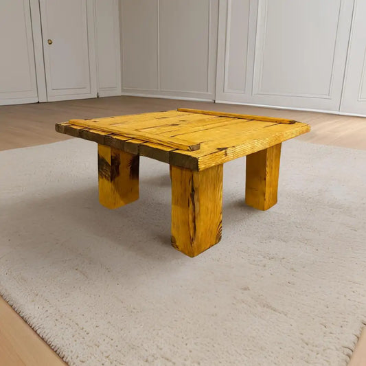 Rustic Coffee Table - Live edge solid brown top unique wooden